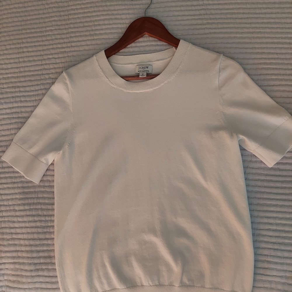 J. Crew Factory White Crew Neck Sweater